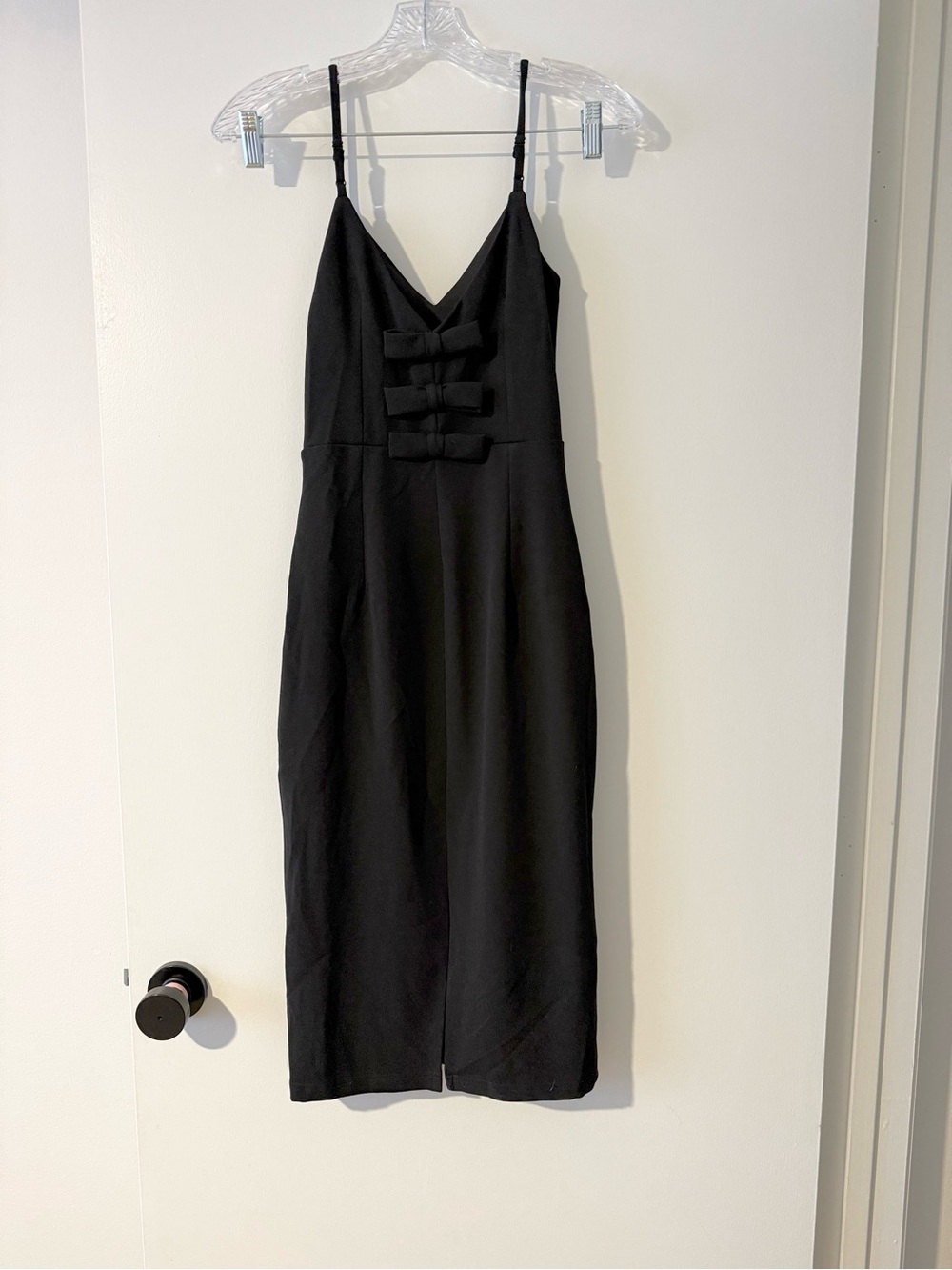 NWOT Lulus You’re a Gift Black Bow Back Bodycon Midi Dress Size Small - Picture 4 of 6